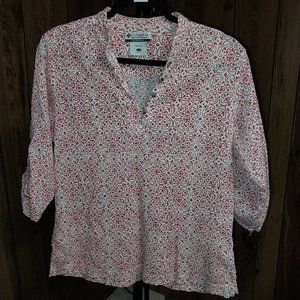 0169 - Columbia White/Coral Paisley Shirt (L)
